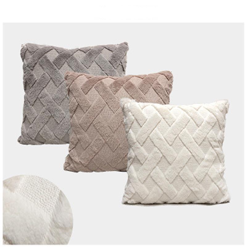 

Pillow Cover home decor soft flannel Velvet plaid Cushion Covers body Pillowcase Decorative Sofa Throw Pillows Polyester 45*45cm, Gray