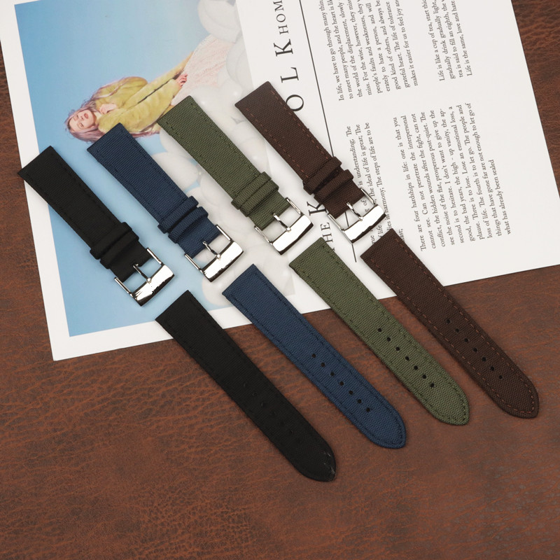 

22mm Nylon Leather Watchband For Fit Breitling Strap Avenger/navitimer Bracelet Blue Green Black Brown