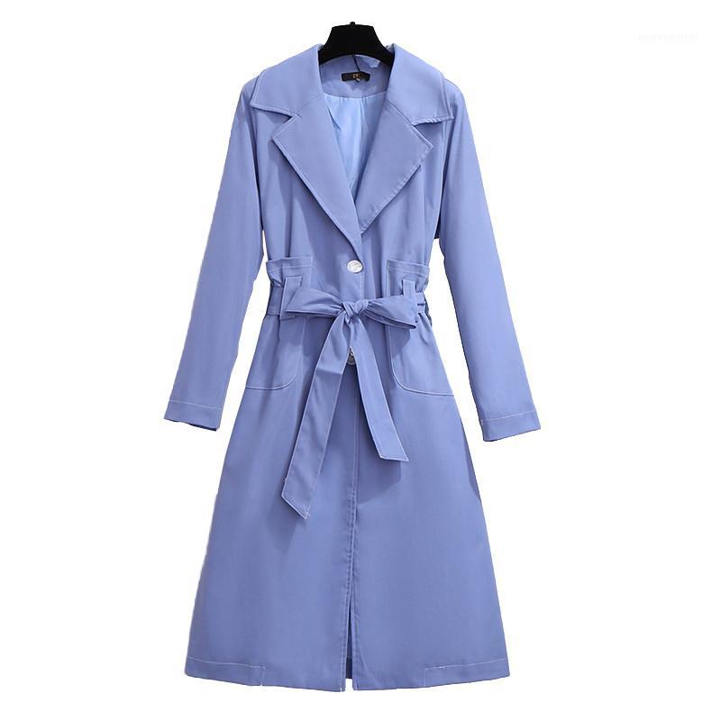 

2020 Oversize spring autumn trench coat women's Belt slim Single-breasted windbreaker female Plus size XXL-6XL outerwear G7091, Black