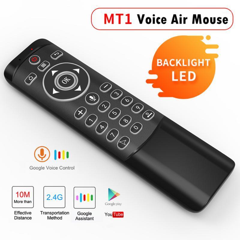 

L8star Voice Flying Air Mouse Wireless Gyroscope Backlight IR Learning Remote control MT1 for Google Smart Android TV Box H961