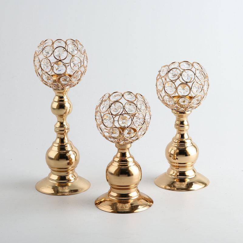 

Crystal Gold Candle Holder Romantic Party Event Candlestick Home Candelabra Decor Wedding Centerpiece Candle Lantern