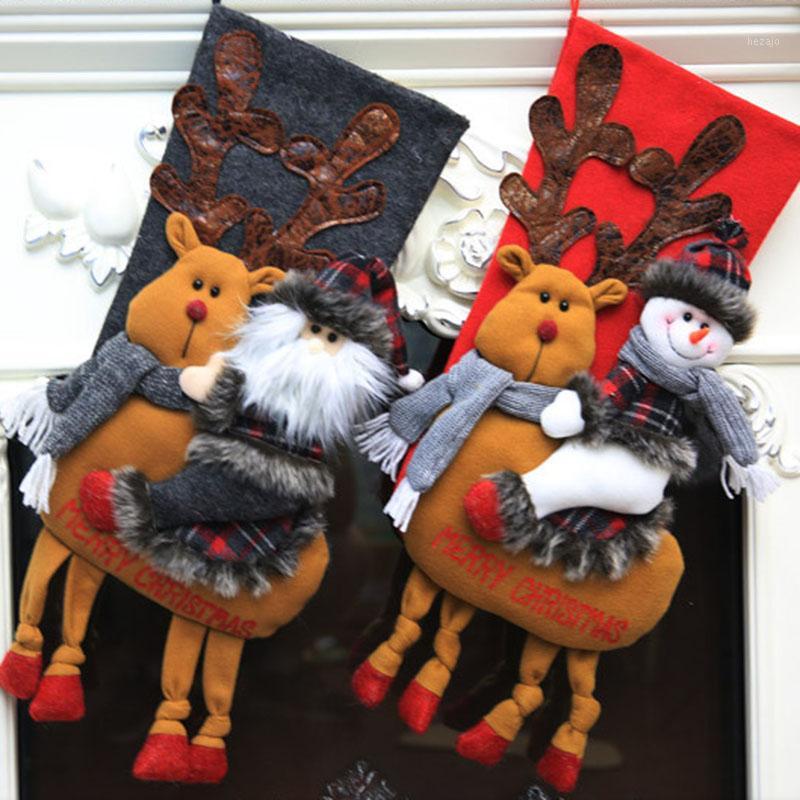 

44*28 cm Big Christmas Stockings Santa Claus Snowman Elk Sock Gift Bag Handbag Xmas Decoration for Home Christmas Tree Ornament1