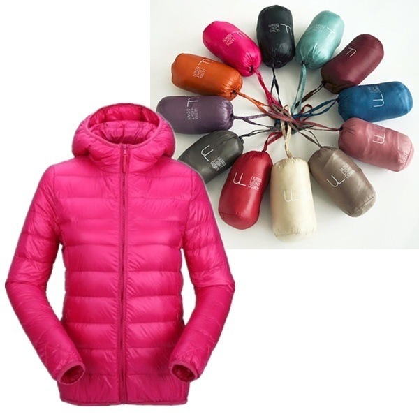 

Women hooded down jacket winter duck down jackets women thin long sleeve parka zip 11 color coat pockets solid, Navy