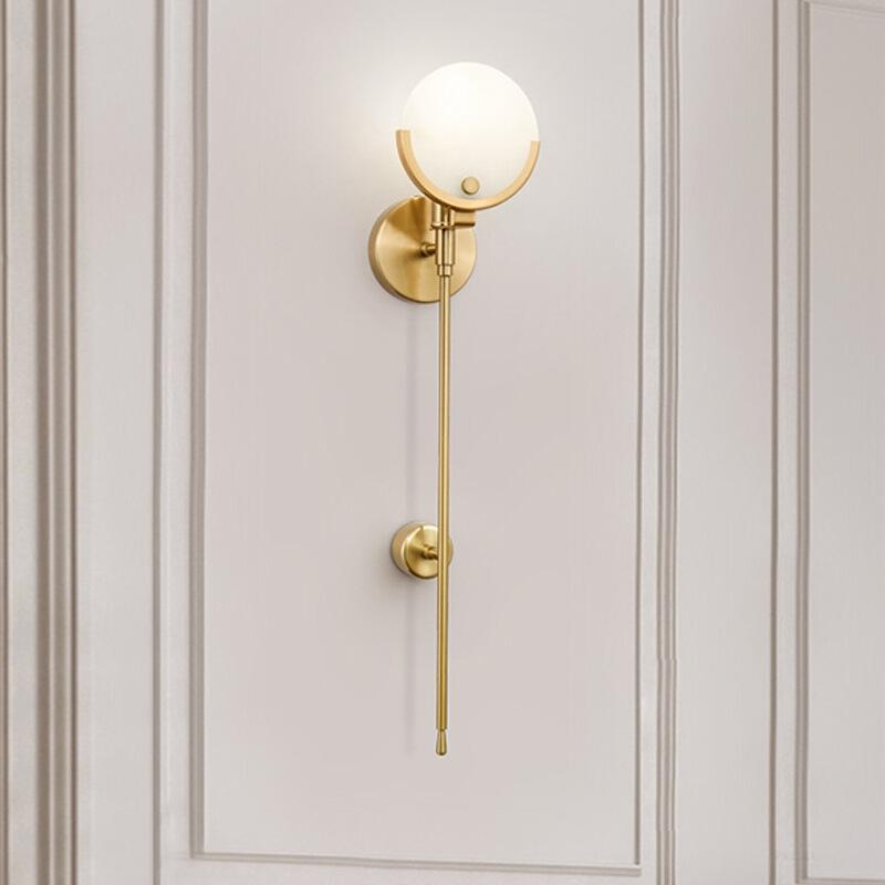 

Postmodern wall lamp marble iron lampshade Led lighting lamp background home Nordic retro long wall golden light luxury
