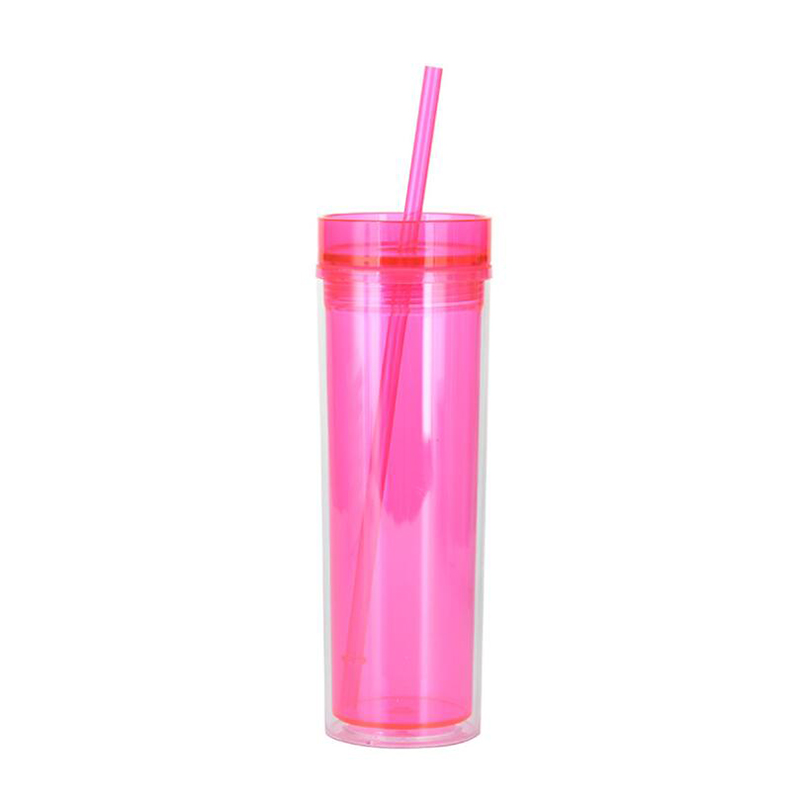 

Amazon 16oz Skinny Acrylic Tumbler with Lid and Straw 480ml sippy cup Double Wall Clear Plastic Cup BPA Free 16oz straight Drinking cup