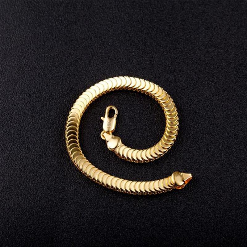 

7MM Best selling 18 K Golden 20CM Snake Bone Fish Scale Bracelet Men's and Women's Thick Gold Bracelet Explosion Fine Jewelry