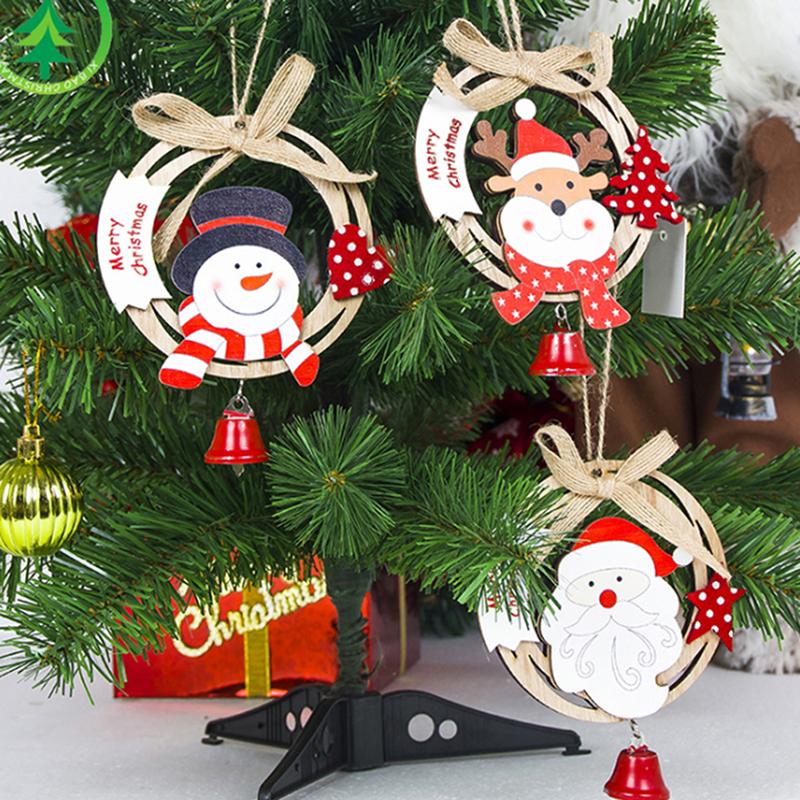 

1Pcs Creative Santa Clause& snowman Wooden Christmas Pendants Ornament For Christmas Tree Ornaments Decoration Kids Toys