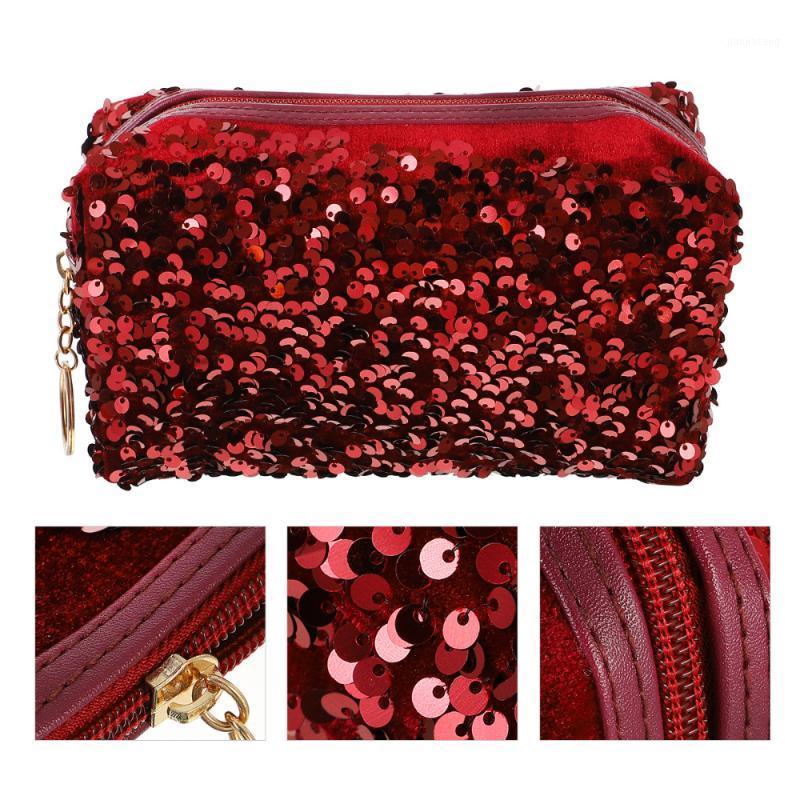 

1Pc Sequin Square Storage Bag Ladies Portable Cosmetic Bag Travel Toiletry1, Black