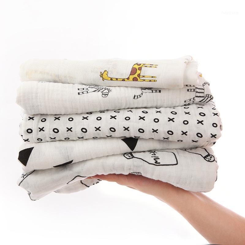

black serious Muslin Cotton Baby Swaddles For Newborn Baby Blankets Black & White Gauze Bath Towel1, Cm banma