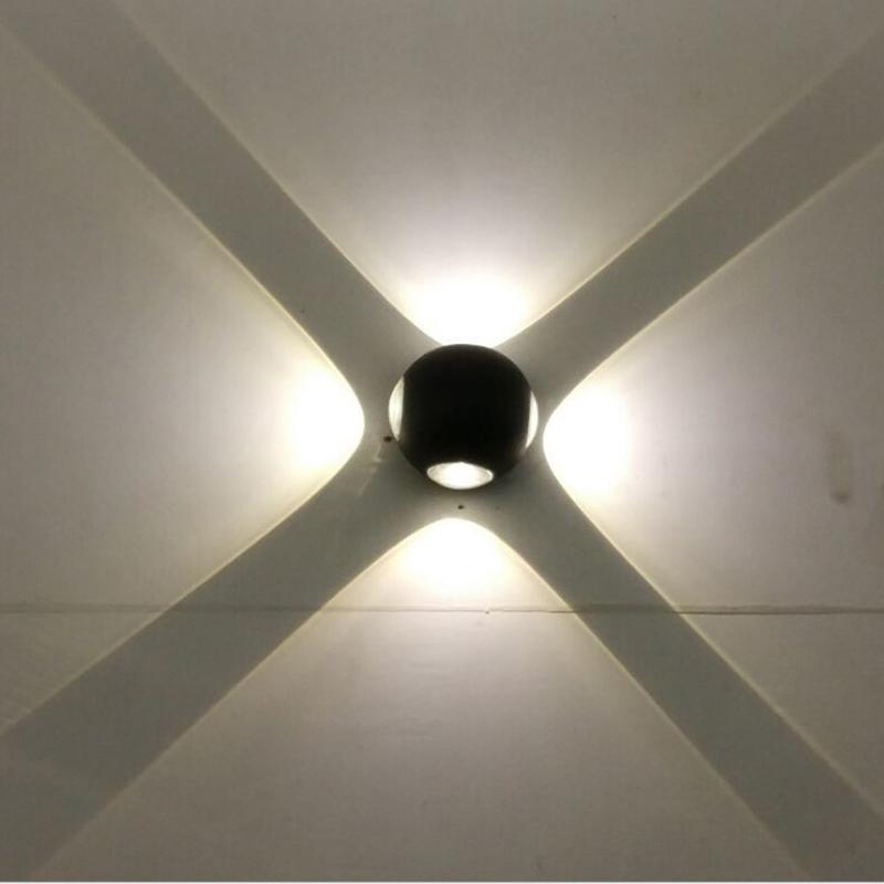 

10pcs/lot 4*2W 8W Outdoor Wall Lights Round New Four-sided Glowing Lamp Waterproof Ip67 AC85-265V Modern Aluminum Wall Lamp