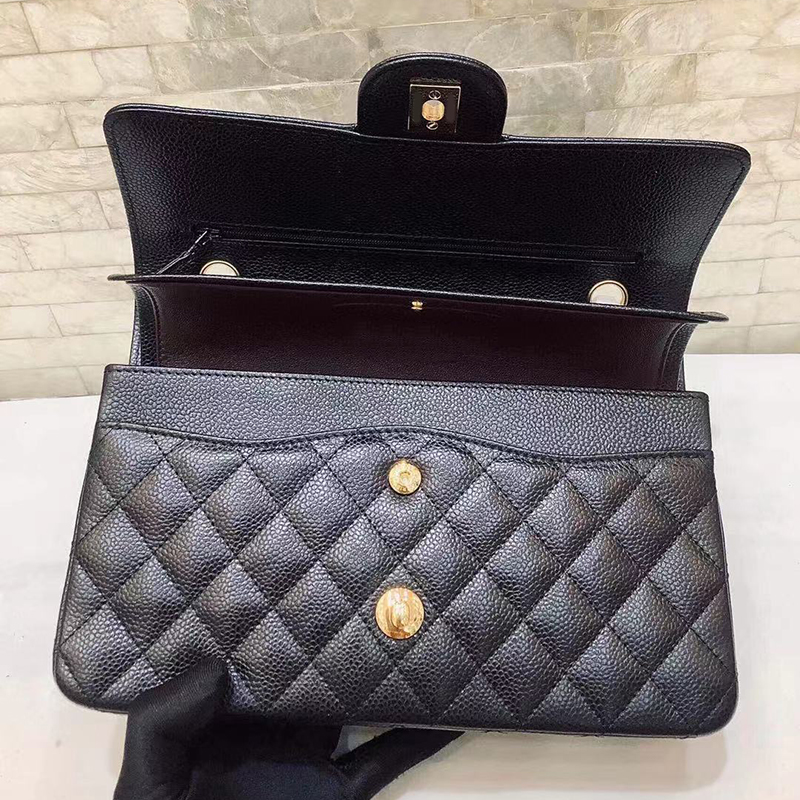 

New style shoulder bag Classic imported fine ball grain cowhide Original copper gold Inside and outside the full skin fashion bags