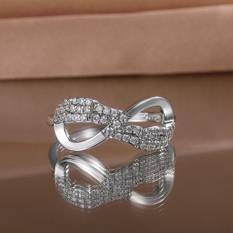 

Infinity Knot Ring Romantic Design Gift Jewelry Lucky Ring With Cubic Zircon Micro Pave Silver Plated With Size 6-10