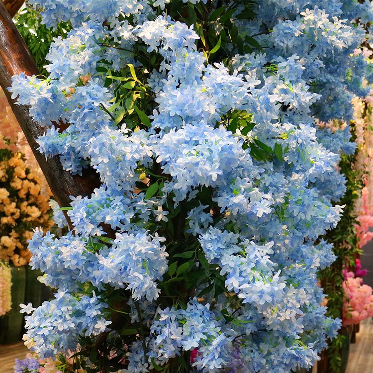 

Artificial flower cherry blossom lilac flower wedding Branch diy home decoration garden cherry tree accessories, Blue