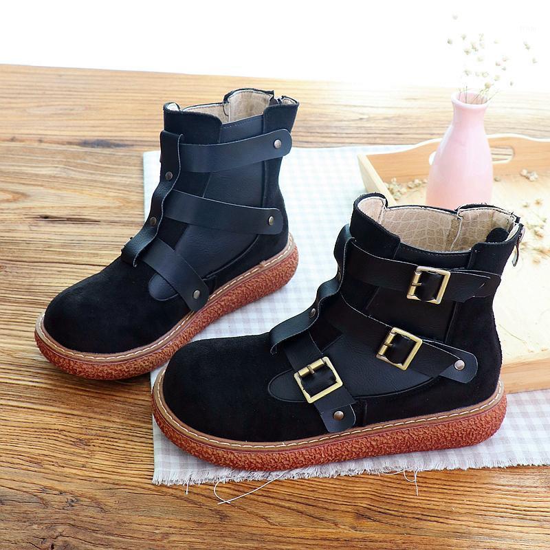

Handsome Boots Mori Big Head Doll Shoes Handmade Women's Boots Literary Retro Thick-Sole Short Harajuku Ankle1, Camel color