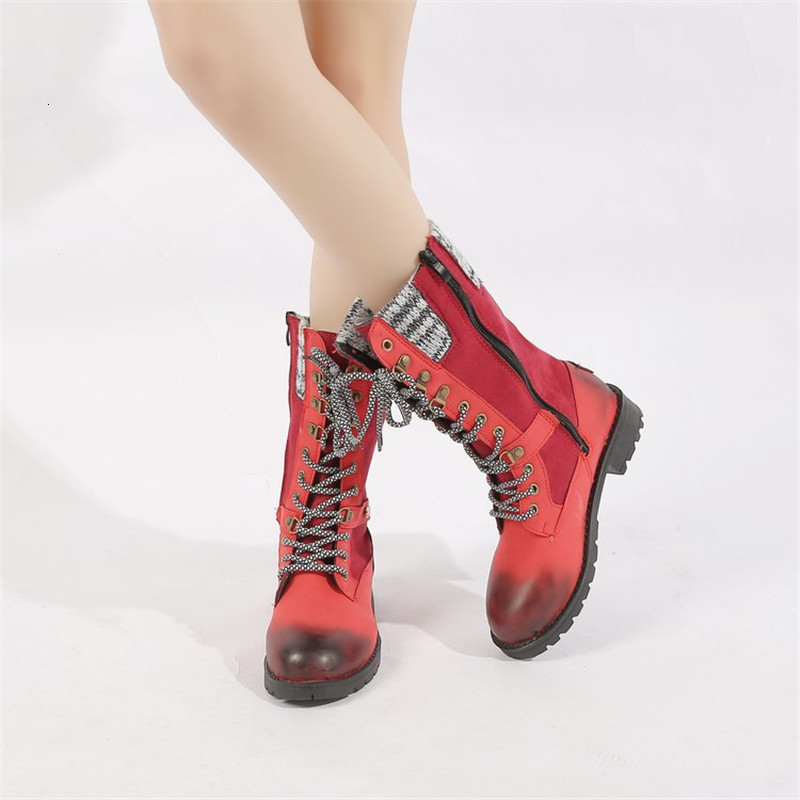 

2021 New Fall Winter Women Casual High-quality Leather Fashion Comfortable High-top Korean Style Lace to Boots PCQ8, Black