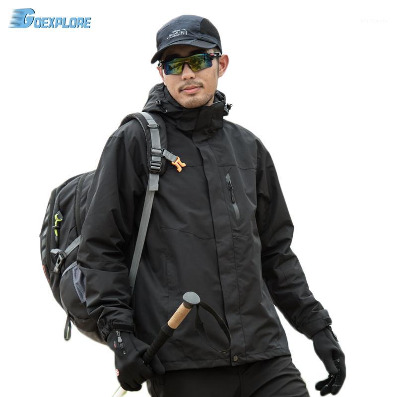 

Climbing Jacket male 2020 winter Outdoor tDouble Layer 3 in 1 Coat Winter hiking Waterproof men' sports windbreakers1, Black