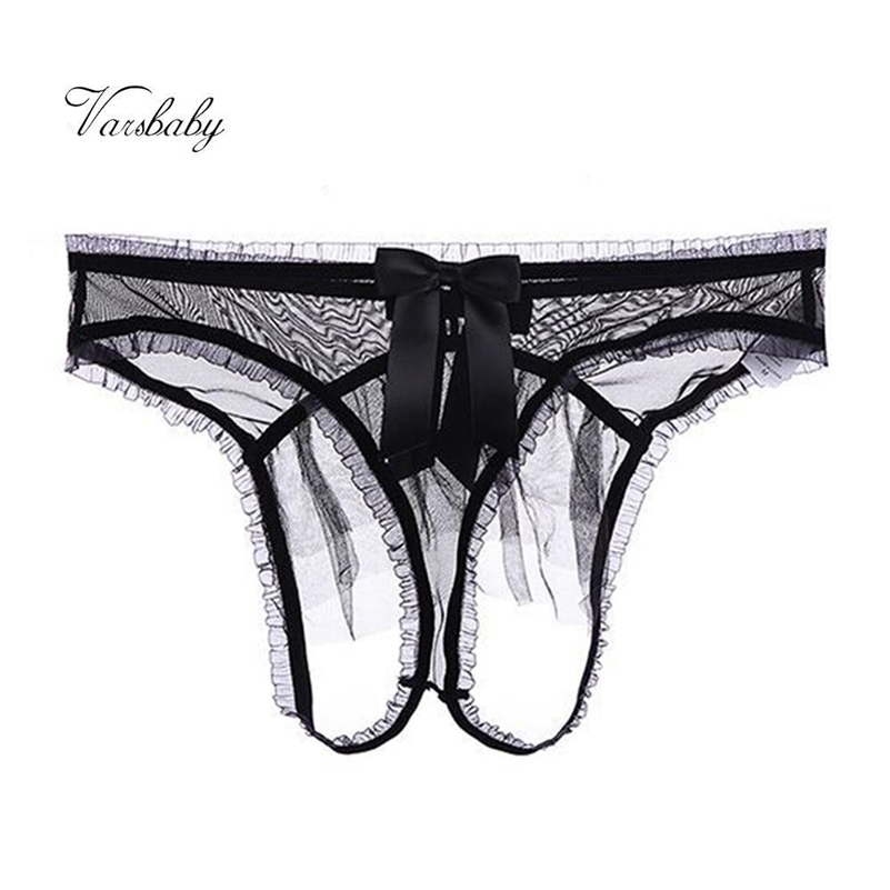 

Varsbaby Ladies Sexy Transparent Briefs Low-rise See-through Bow Panty 201112, White