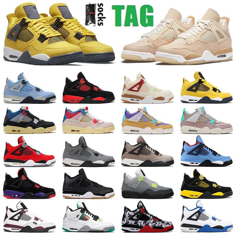 

High mens 4s 4 Basketball shoes University blue white oero shimmer Black Cat women Lightning union noir Fire red bred Pure Money metallic purple green sneakers, 11