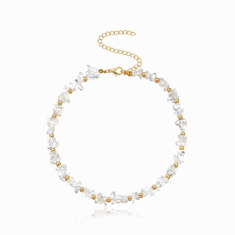 

Retro Bohemia Multicolor Stone Water Drops Necklace for Woman Alloy Round Irregular Pendant Necklaces Fashion Jewelry