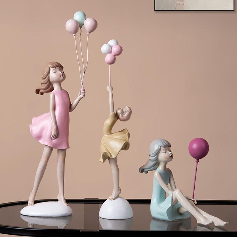 

Creative Luxury Resin Balloon Girls Sculpture Ornaments Living Room Bedroom Desktop Statue Crafts Birthday Gifts for Girlfriend