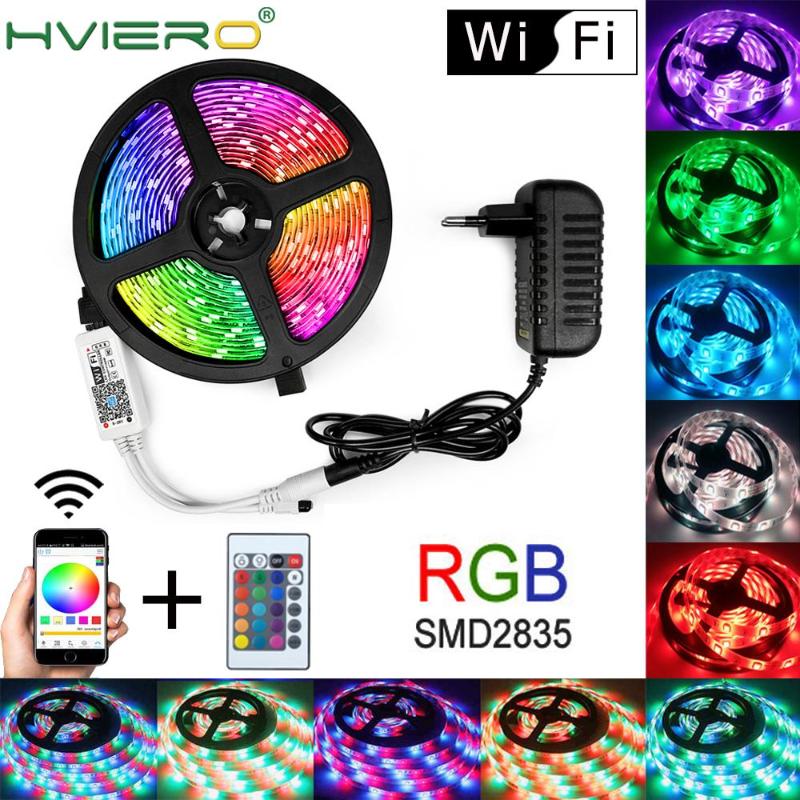 

WIFI Led Strip Light RGB Waterproof 5M 10M 15M DC12V Diode SMD 2835 Flexible String Ribbon Tape Holiday Decoration Lighting