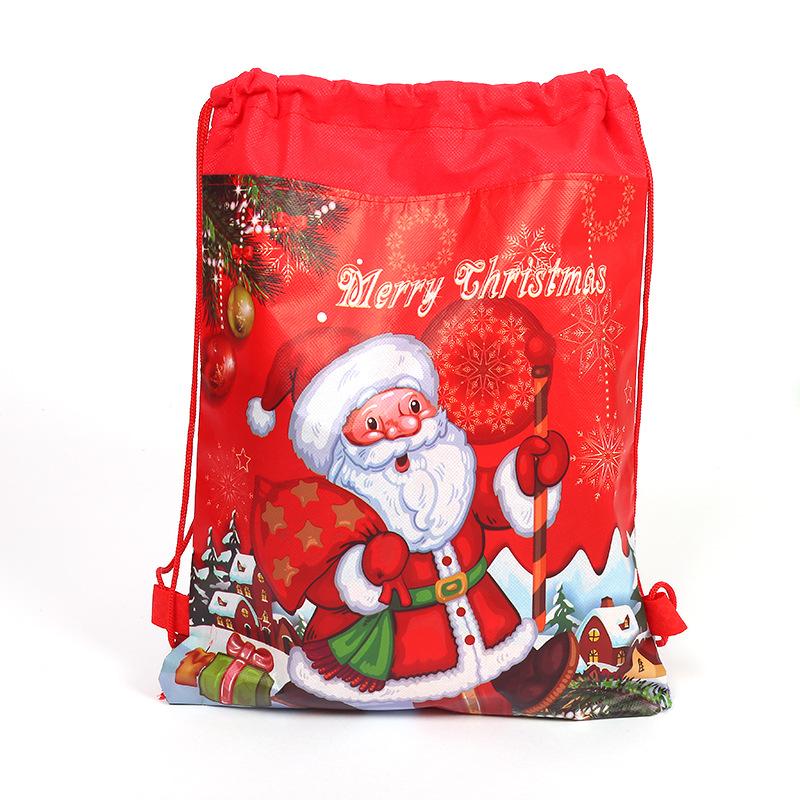

1pcs Merry Christmas Santa Claus Theme Drawstring Gifts Bags Kids Favors Baby Shower Backpack Happy Birthday Party XMAS Mochila
