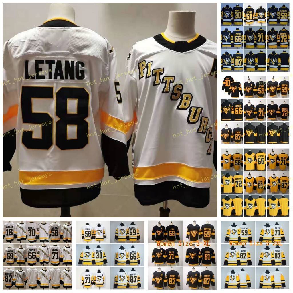

2021 Reverse Retro 16 Jason Zucker Pittsburgh Penguins Evgeni Malkin Sidney Crosby Kris Letang Jake Guentzel Mario Lemieux Matt Murray, Black;red