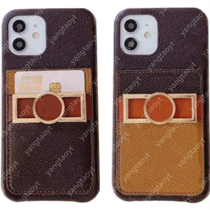 

Top Leather Designer Phone Cases For iPhone 13 Pro Max 12 11 Xs XR X 8 7 Plus Fashion Metal letter Luxury Print Back Cover cellphone Shell Card Holder Pocket Case With box, #2-yellow flowers l