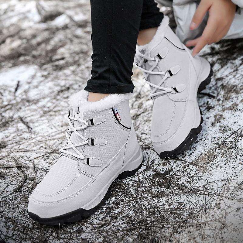 

High Top Snowshoes Lace Up Boots Plus Size Women Warmest Non-slip Winter Shoes Boot Thick Sole Boots for Women Fashion Comfy, Gray