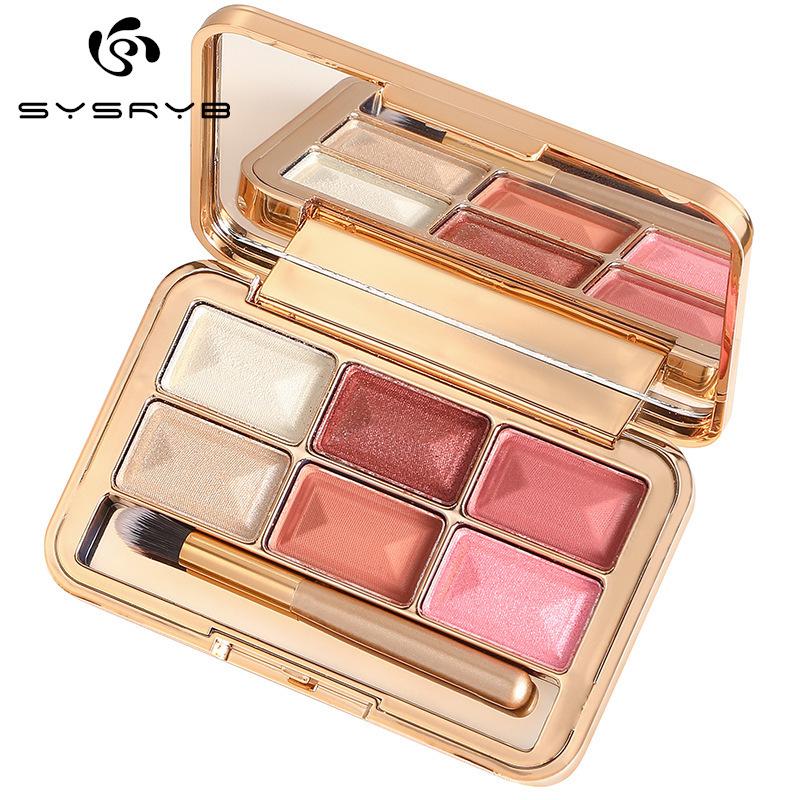

Srsryb New Style Douyin Six-Color Eyeshadow Compact Students Matte Sequin Shimmering Powder Fairy Plate, As pic