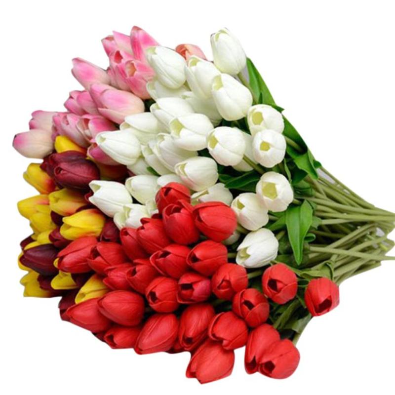 

10pcs Beautiful real-like Tulip Artificial Flower Latex Real Touch Bridal Wedding Bouquet Home Decor Levert Dropship mar6