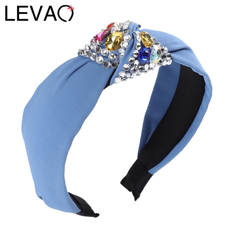 

LEVAO Rhinestone Headband Elegant For Women Knotted Hairbands Bezel Turban Girls Hair Accessories Head Hoop Headwear Hair Bands