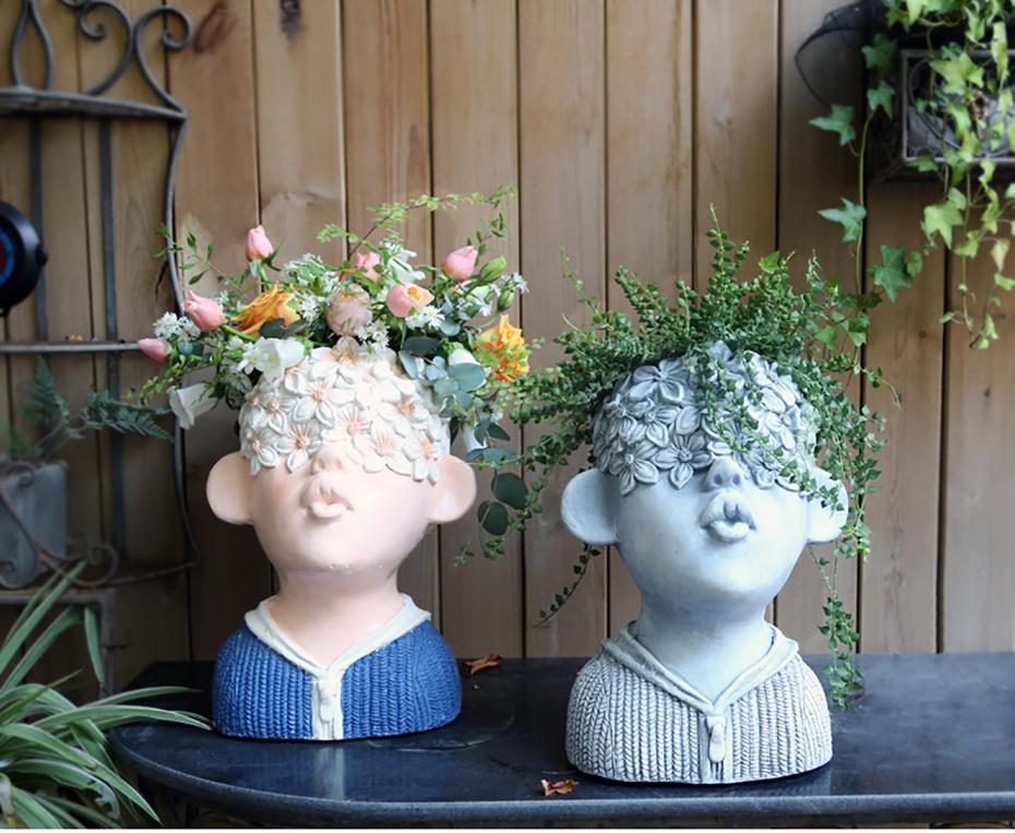 

Nordic Cute Boy Vase Succulents Flower Pot Dubai Boy Flower Pot Dried Flowers Arrangement Garden Decorations