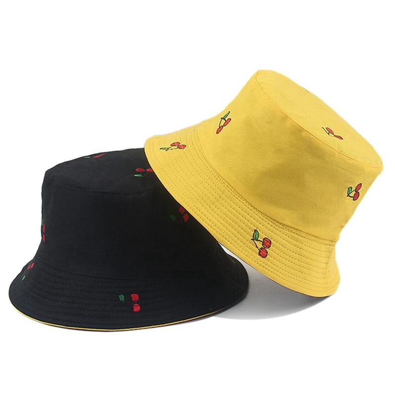 

Fruit Cherry Bucket Hats For Girls Women Two Side Reversible Fisherman Hat Panama Bob Hat Summer Sun, Bk2