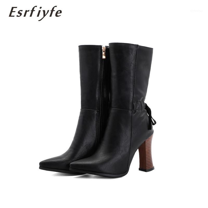 

ESRFIYFE 2021 New Fashion Autumn Winter High Quality Women Mid-Calf Boots Female Boots Big Size 34-50 Night Club Shoes Woman1, Green