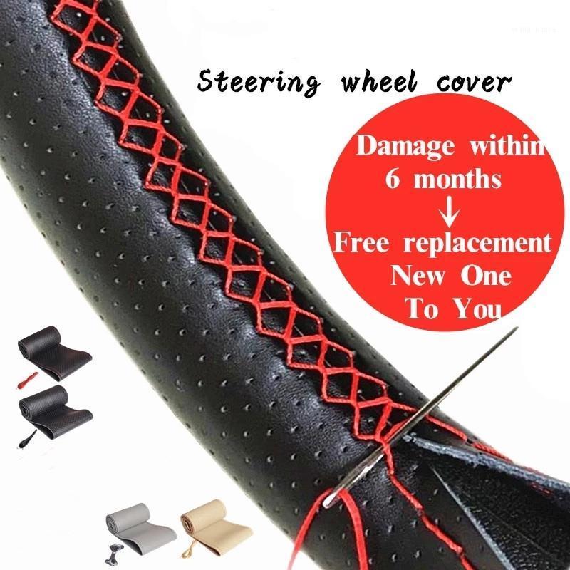 

Steering Wheel Covers 38cm Universal Car Braid Cover Set Needles And Thread Artificial Leather Auto Accessories