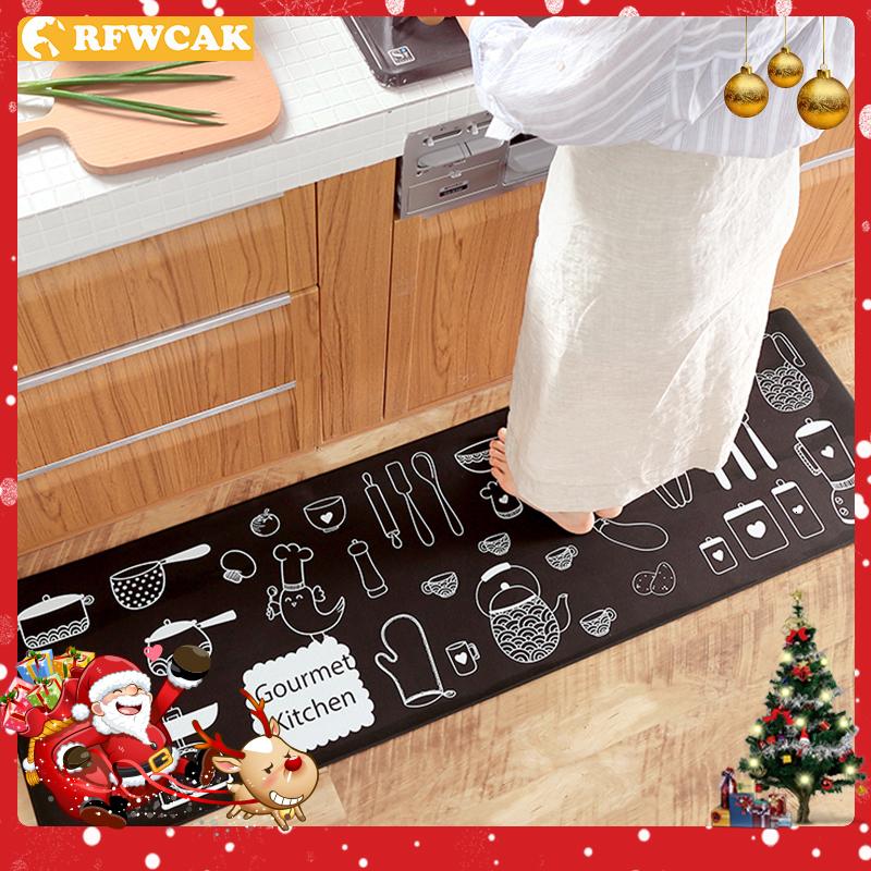 

RFWCAK Japanese Kitchen Mat Waterproof Oilproof Kitchen Rug PVC Leather Anti-fatigue Carpet Non-slip Wear-resistant Rugs, No.6
