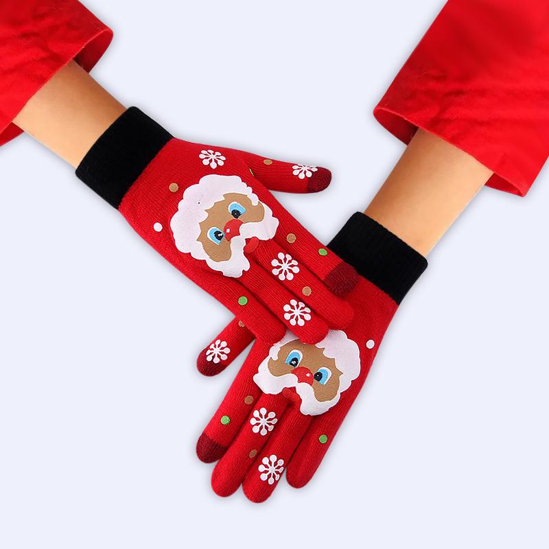 

Merry Christmas Gloves Mens Gloves Winter Women Girl Knitted Finger Keep Warm Winter Soft Warm Mittens Streetwear