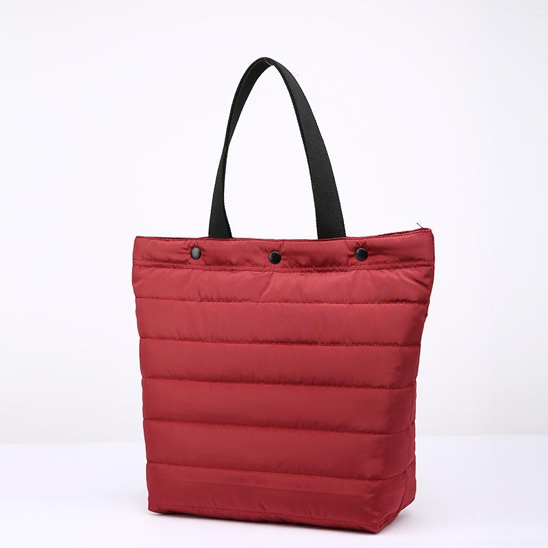 

2021 Fashion Soil Color Women's HandBag Korean Down Space Shopping Cotton Waterproof Big Capacity Portable One Shoulder Bag