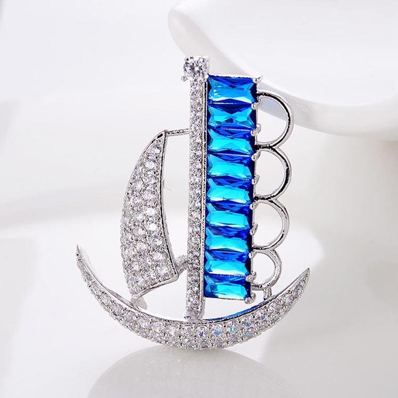 

Fashion Sailboat Brooch High Quality Sparkling Cubic Zirconia Men's Accessories Brooch For Coat New Year Gifts For Men