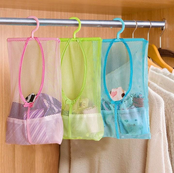 

Storage Mesh Bag Can Hang Underwear Hanging Bag Household Goods Daily Necessities Bathroom Storage, Green