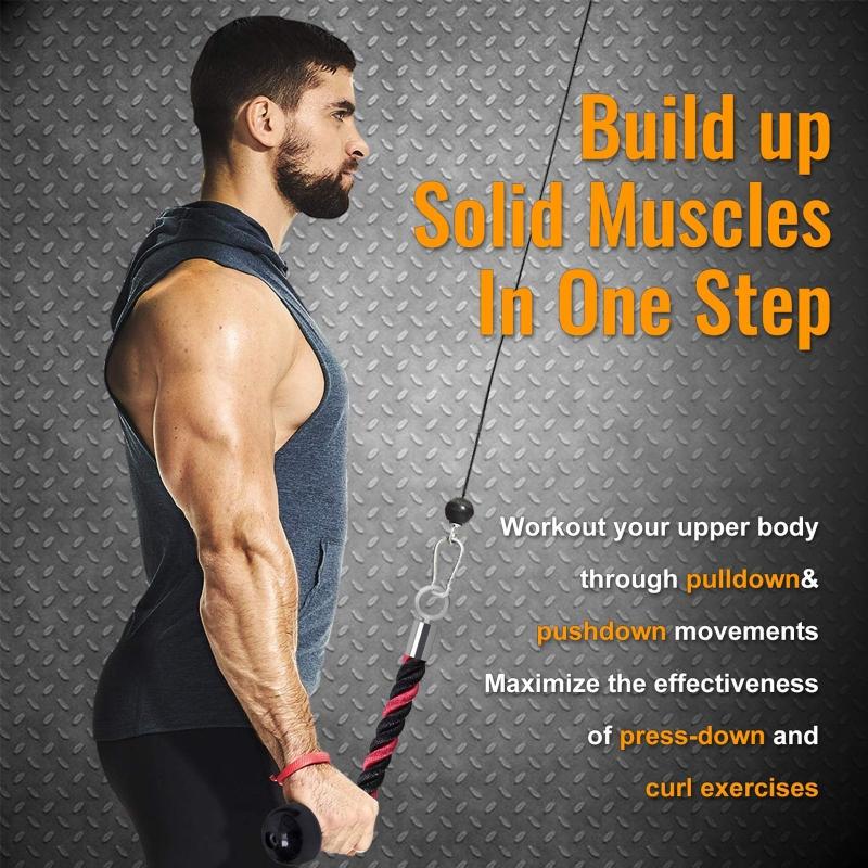 

Single Head Heavy Duty Biceps Training Nylon Pull Rope with Metal Buckle Pull Down Fitness Cable Attachment Machine