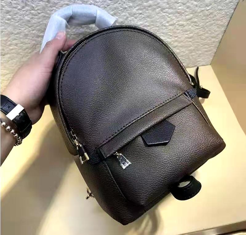 

Fashion Mini Backpack women leather double straps bag handbag 41562, Khaki + brown letter