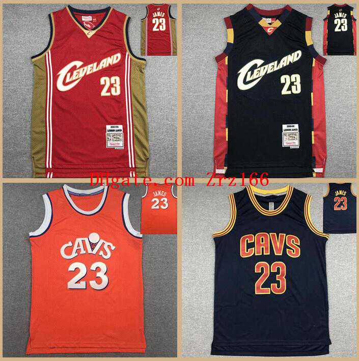 

Men basketball Cleveland Cavaliers 23 James black and red Hardwoods Classics retro Jersey, Black;red