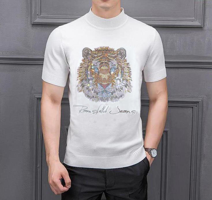 

Line Men' Shirt Short Sleeve-neck Winter Casual Fashion Fine Fit for Sweater Strass Xchp, Cyan