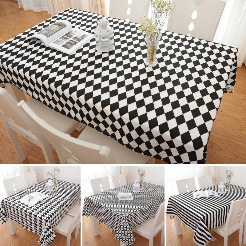 

Modern Simplicity White Black Striped Table Cloth Cotton Linen Rectangular Tablecloth Home Party Decoration Table Covers, Veemi 04