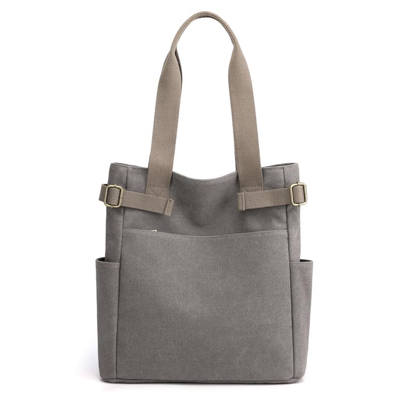 

Women's Canvas Handbag Female Shopping Bag Vintage Ladies Shoulder Bag Beach Bolsa Multi-pocket Women Crossbody Bags 2021, White