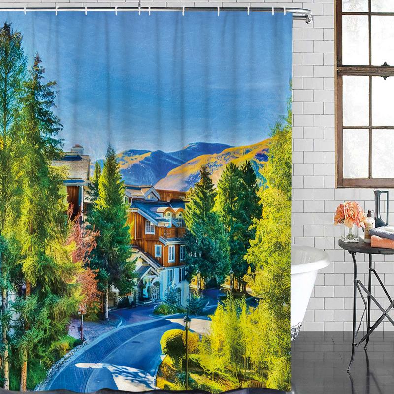 

Bathroom Waterproof Curtain Road Big Tree House Fabric Shower Curtain Home Bathroom Decor Shower