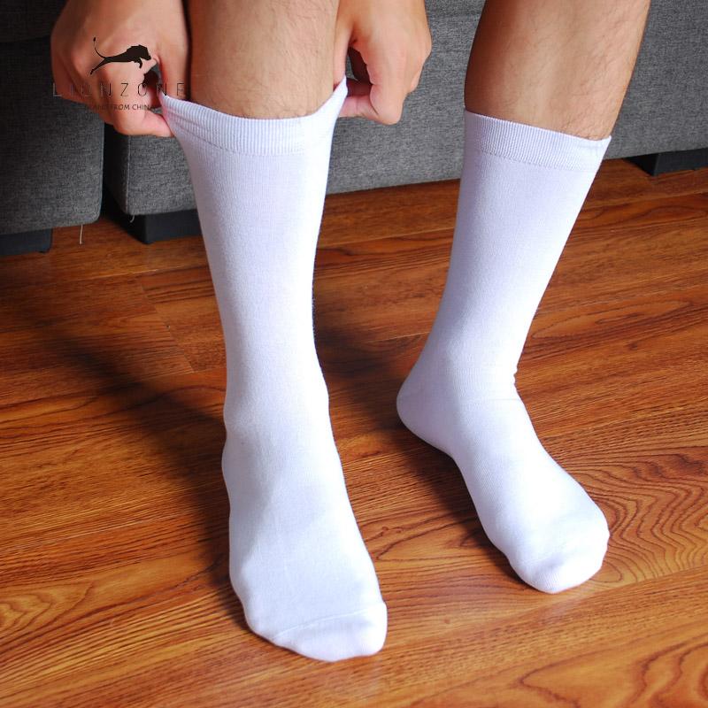 

Brand Business New Hot Winter Men Socks Bamboo Fiber Antibacterial Deodorant Dress Gentleman Thickened Men Crew Socks US9-13, White