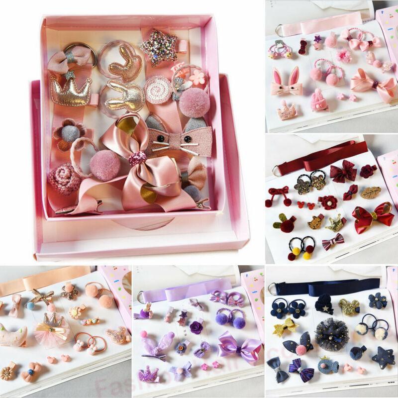 

18PCS Girl Baby Toddler Kids Grosgrain Hair Bows Clips Hair Rope Accessories US1